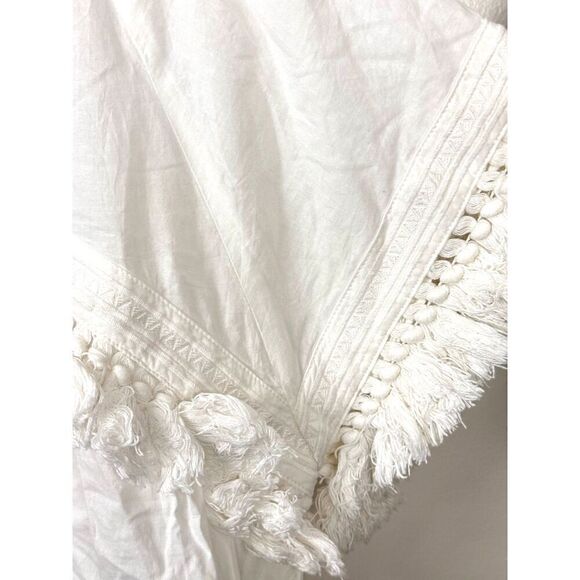Sense of Place Boho Flowy White 100% Cotton Top w/ Fringes EUC (see measurement) - Picture 3 of 5